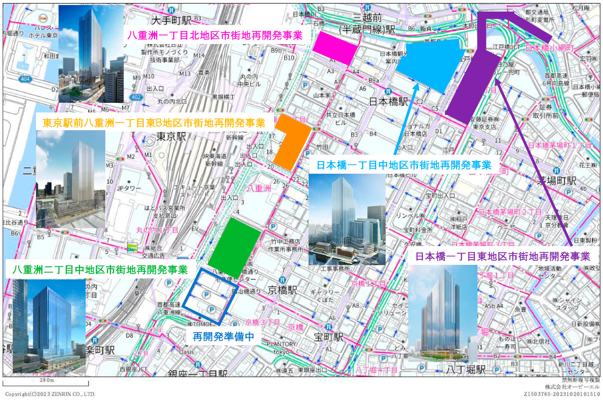 東京駅周辺の主な再開発